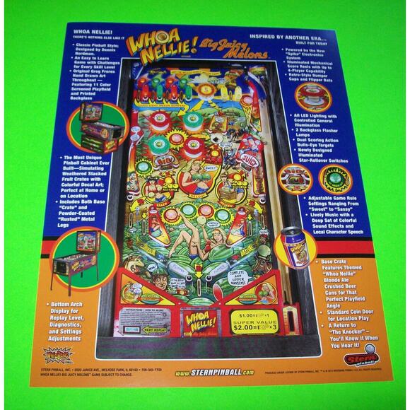 Whoa Nellie Big Juicy Melons Flyer Original Pinball Machine Sexy Lady Risque - Picture 4 of 7